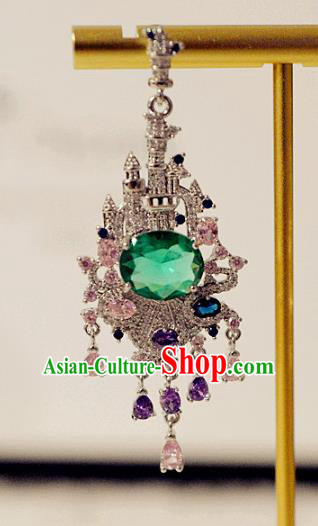 Top Grade Green Crystal Earrings Accessories Baroque Bride Zircon Ear Jewelry