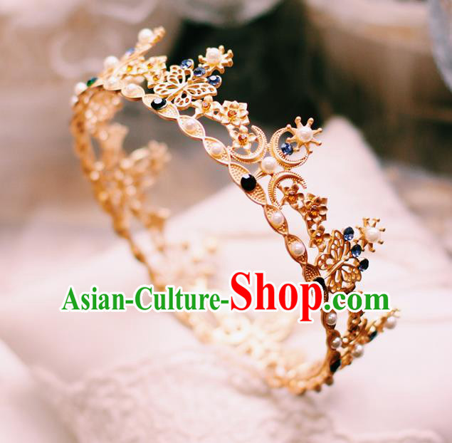 European Court Princess Headwear Wedding Hair Clasp Handmade Baroque Golden Round Royal Crown European Court Princess Headwear Wedding Hair Clasp Handmade Baroque Golden Round Royal Crown