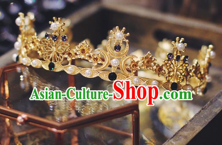 European Court Princess Headwear Wedding Hair Clasp Handmade Baroque Golden Round Royal Crown European Court Princess Headwear Wedding Hair Clasp Handmade Baroque Golden Round Royal Crown