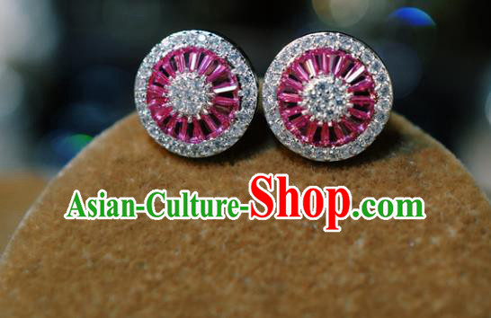 Top Grade Baroque Bride Rosy Crystal Ear Jewelry European Zircon Earrings Accessories Top Grade Baroque Bride Rosy Crystal Ear Jewelry European Zircon Earrings Accessories