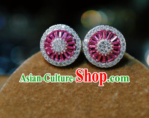 Top Grade Baroque Bride Rosy Crystal Ear Jewelry European Zircon Earrings Accessories Top Grade Baroque Bride Rosy Crystal Ear Jewelry European Zircon Earrings Accessories