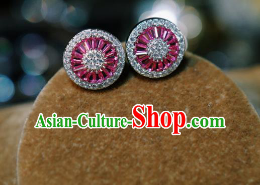 Top Grade Baroque Bride Rosy Crystal Ear Jewelry European Zircon Earrings Accessories Top Grade Baroque Bride Rosy Crystal Ear Jewelry European Zircon Earrings Accessories