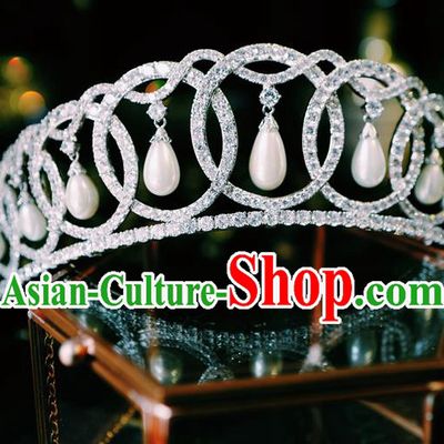 Baroque Princess Zircon Royal Crown European Wedding Bride Hair Accessories Court Hair Jewelry