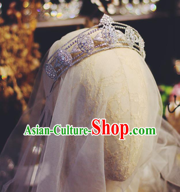 Baroque Princess Zircon Royal Crown Court Hair Jewelry European Wedding Bride Hair Accessories