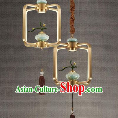Chinese Traditional Handmade Ceiling Lantern Classical Ceramics Vase Lamp