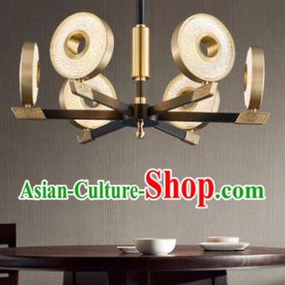 Chinese Traditional Classical Brass Lamp Handmade Six Light Ceiling Lantern