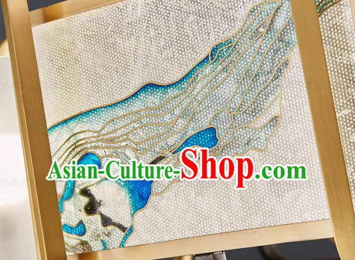 Chinese Traditional Landscape Painting Lamp Handmade Classical Six Light Ceiling Lantern Chinese Traditional Landscape Painting Lamp Handmade Classical Six Light Ceiling Lantern