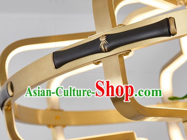 Chinese Traditional Ceramics Vase Ceiling Lamp Handmade Classical Brass Lantern