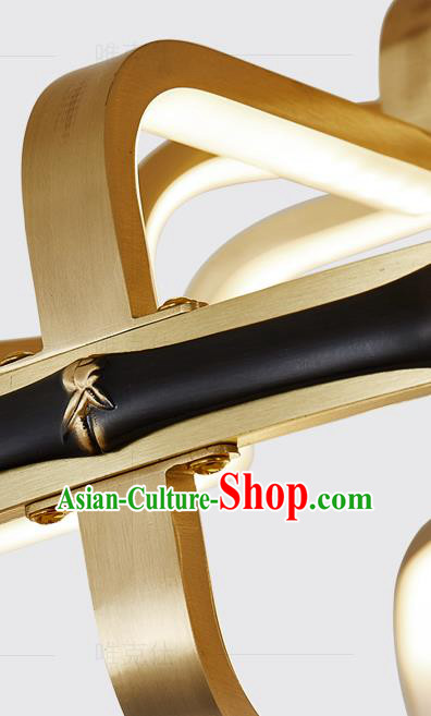 Chinese Traditional Ceramics Vase Ceiling Lamp Handmade Classical Brass Lantern