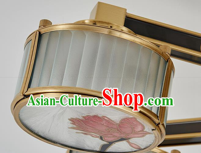 Chinese Traditional Printing Brass Ceiling Lamp Handmade Classical Enamel Lanterns Chinese Traditional Printing Brass Ceiling Lamp Handmade Classical Enamel Lanterns