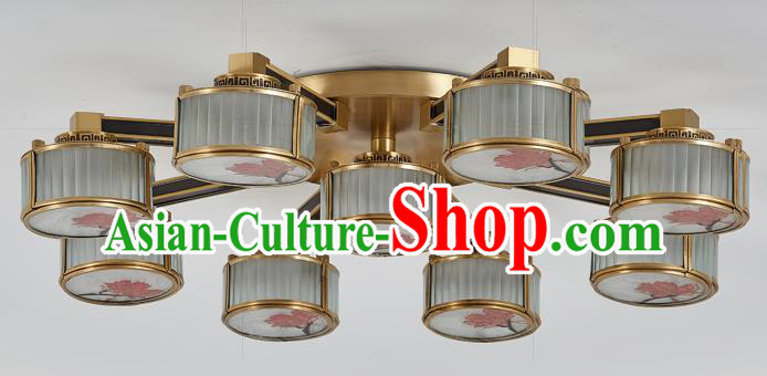 Chinese Traditional Printing Brass Ceiling Lamp Handmade Classical Enamel Lanterns Chinese Traditional Printing Brass Ceiling Lamp Handmade Classical Enamel Lanterns