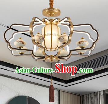 Chinese Traditional Brass Ceiling Lamp Handmade Classical Ceramics Vases Lantern Chinese Traditional Brass Ceiling Lamp Handmade Classical Ceramics Vases Lantern