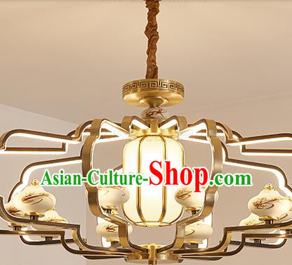 Chinese Traditional Brass Ceiling Lamp Handmade Classical Ceramics Vases Lantern Chinese Traditional Brass Ceiling Lamp Handmade Classical Ceramics Vases Lantern