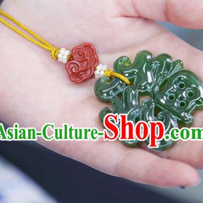 China Classical Cheongsam Brooch Traditional Handmade Hetian Jade Pendant