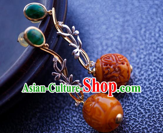 Top Grade Chinese Handmade Beeswax Ear Jewelry Accessories Traditional Classical Earrings Top Grade Chinese Handmade Beeswax Ear Jewelry Accessories Traditional Classical Earrings