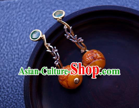 Top Grade Chinese Handmade Beeswax Ear Jewelry Accessories Traditional Classical Earrings Top Grade Chinese Handmade Beeswax Ear Jewelry Accessories Traditional Classical Earrings