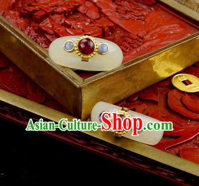Chinese Traditional White Jade Ring Ancient Wedding Gems Jewelry Accessories Chinese Traditional White Jade Ring Ancient Wedding Gems Jewelry Accessories