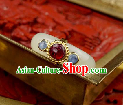 Chinese Traditional White Jade Ring Ancient Wedding Gems Jewelry Accessories Chinese Traditional White Jade Ring Ancient Wedding Gems Jewelry Accessories