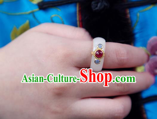 Chinese Traditional White Jade Ring Ancient Wedding Gems Jewelry Accessories Chinese Traditional White Jade Ring Ancient Wedding Gems Jewelry Accessories