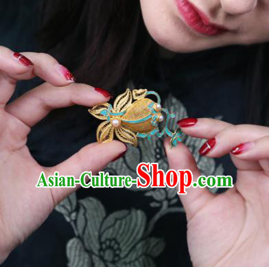 China Classical Cheongsam Goldfish Brooch Traditional Handmade Pearls Breastpin China Classical Cheongsam Goldfish Brooch Traditional Handmade Pearls Breastpin