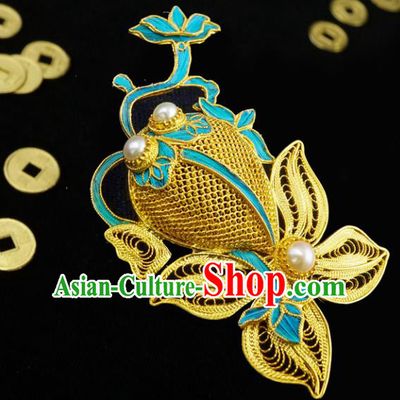 China Classical Cheongsam Goldfish Brooch Traditional Handmade Pearls Breastpin
