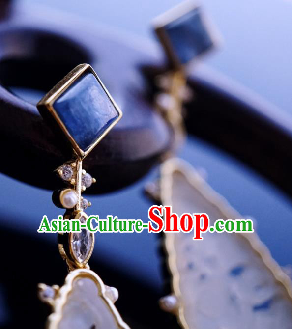 Top Grade Chinese Jade Accessories Classical Court Earrings Traditional Handmade Ear Jewelry Top Grade Chinese Jade Accessories Classical Court Earrings Traditional Handmade Ear Jewelry