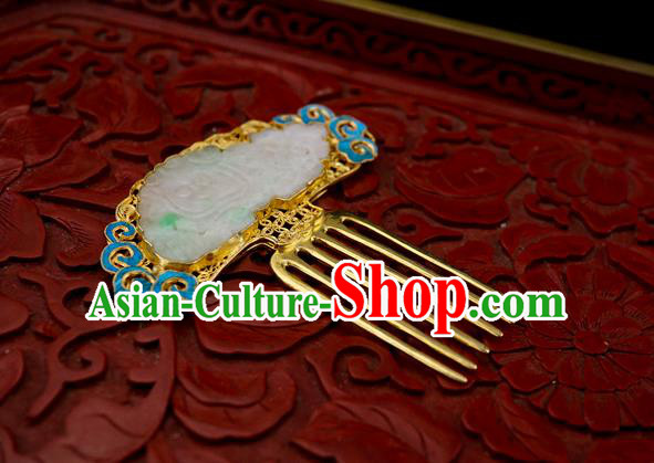 Chinese Traditional Qing Dynasty Court Jade Hair Comb Ancient Palace Hair Accessories Chinese Traditional Qing Dynasty Court Jade Hair Comb Ancient Palace Hair Accessories