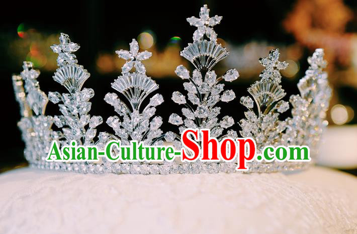 Handmade Baroque Bride Wedding Zircon Royal Crown Crystal Jewelry Accessories European Princess Headwear Handmade Baroque Bride Wedding Zircon Royal Crown Crystal Jewelry Accessories European Princess Headwear