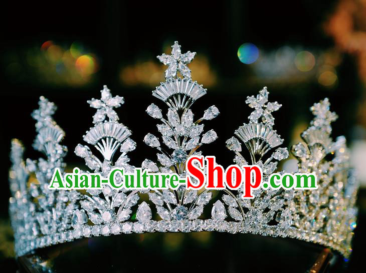 Handmade Baroque Bride Wedding Zircon Royal Crown Crystal Jewelry Accessories European Princess Headwear Handmade Baroque Bride Wedding Zircon Royal Crown Crystal Jewelry Accessories European Princess Headwear
