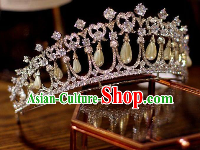 Handmade European Princess Headwear Baroque Bride Wedding Pearls Royal Crown Crystal Jewelry Accessories Handmade European Princess Headwear Baroque Bride Wedding Pearls Royal Crown Crystal Jewelry Accessories