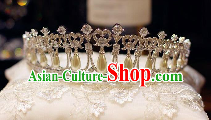 Handmade European Princess Headwear Baroque Bride Wedding Pearls Royal Crown Crystal Jewelry Accessories Handmade European Princess Headwear Baroque Bride Wedding Pearls Royal Crown Crystal Jewelry Accessories