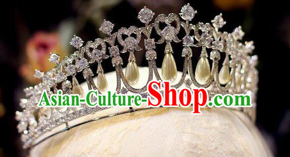 Handmade European Princess Headwear Baroque Bride Wedding Pearls Royal Crown Crystal Jewelry Accessories Handmade European Princess Headwear Baroque Bride Wedding Pearls Royal Crown Crystal Jewelry Accessories