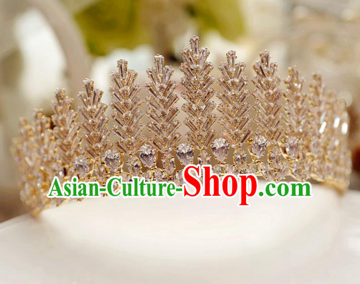 Handmade European Crystal Jewelry Accessories Princess Headwear Baroque Bride Wedding Golden Royal Crown Handmade European Crystal Jewelry Accessories Princess Headwear Baroque Bride Wedding Golden Royal Crown