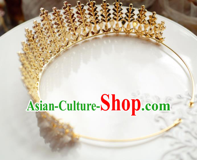 Handmade European Crystal Jewelry Accessories Princess Headwear Baroque Bride Wedding Golden Royal Crown Handmade European Crystal Jewelry Accessories Princess Headwear Baroque Bride Wedding Golden Royal Crown