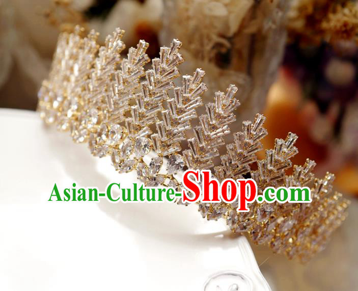 Handmade European Crystal Jewelry Accessories Princess Headwear Baroque Bride Wedding Golden Royal Crown Handmade European Crystal Jewelry Accessories Princess Headwear Baroque Bride Wedding Golden Royal Crown