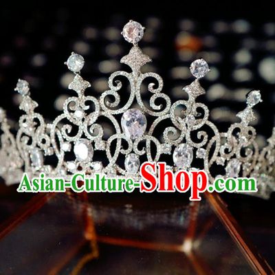 Baroque Wedding Women Jewelry Accessories European Princess Headwear Handmade Luxury Zircon Royal Crown