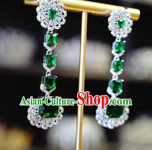 Top Grade Baroque Bride Green Crystal Ear Jewelry European Zircon Accessories Earrings Top Grade Baroque Bride Green Crystal Ear Jewelry European Zircon Accessories Earrings