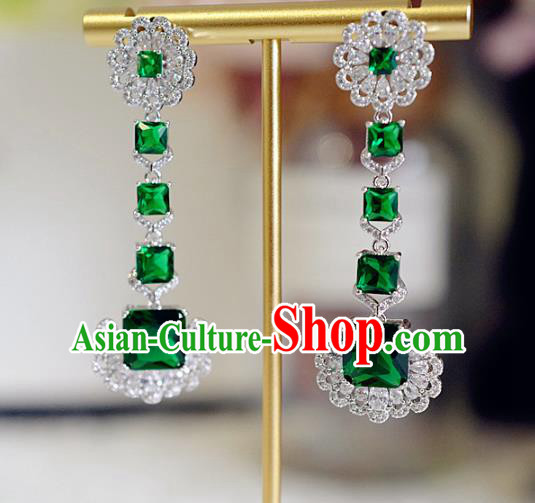 Top Grade Baroque Bride Green Crystal Ear Jewelry European Zircon Accessories Earrings Top Grade Baroque Bride Green Crystal Ear Jewelry European Zircon Accessories Earrings