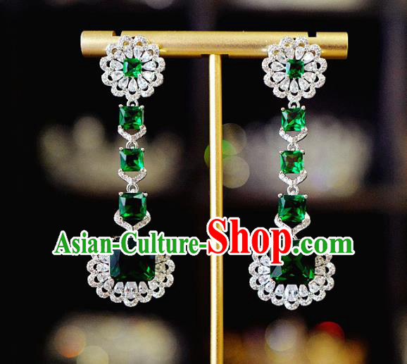 Top Grade Baroque Bride Green Crystal Ear Jewelry European Zircon Accessories Earrings Top Grade Baroque Bride Green Crystal Ear Jewelry European Zircon Accessories Earrings