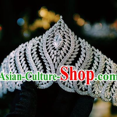European Bride Headwear Handmade Women Luxury Zircon Royal Crown Baroque Princess Wedding Jewelry Accessories