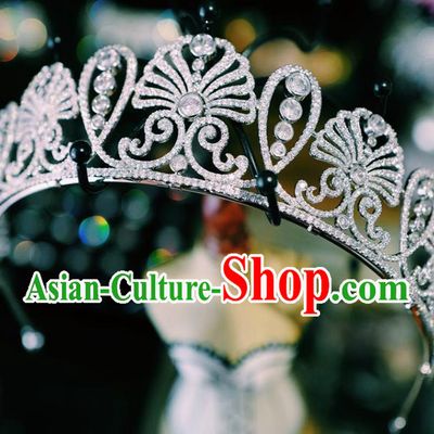 Handmade Baroque Bride Wedding Jewelry Accessories Women Royal Crown European Queen Zircon Headwear