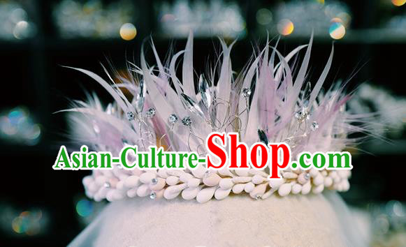 Top Bride Pink Feather Headwear European Wedding Jewelry Accessories Princess Royal Crown Top Bride Pink Feather Headwear European Wedding Jewelry Accessories Princess Royal Crown