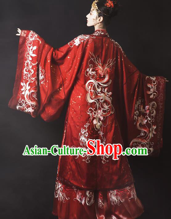 Traditional China Tang Dynasty Wedding Clothing Ancient Royal Princess Embroidered Red Costumes Complete Set Traditional China Tang Dynasty Wedding Clothing Ancient Royal Princess Embroidered Red Costumes Complete Set