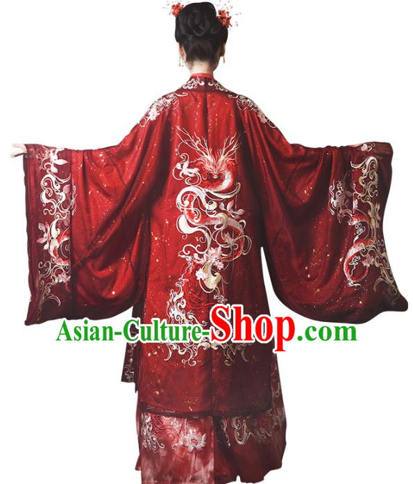 Traditional China Tang Dynasty Wedding Clothing Ancient Royal Princess Embroidered Red Costumes Complete Set Traditional China Tang Dynasty Wedding Clothing Ancient Royal Princess Embroidered Red Costumes Complete Set