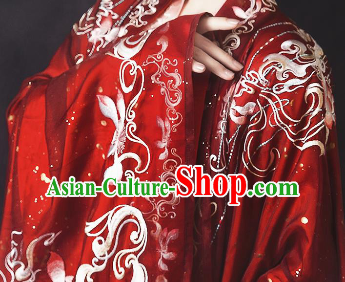 Traditional China Tang Dynasty Wedding Clothing Ancient Royal Princess Embroidered Red Costumes Complete Set Traditional China Tang Dynasty Wedding Clothing Ancient Royal Princess Embroidered Red Costumes Complete Set