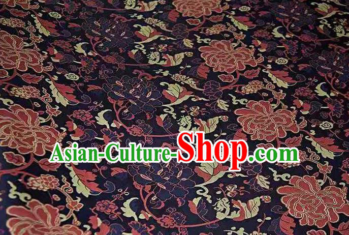 Chinese Classical Peony Pattern Design Purple Song Brocade Fabric Asian Traditional Silk Material Chinese Classical Peony Pattern Design Purple Song Brocade Fabric Asian Traditional Silk Material