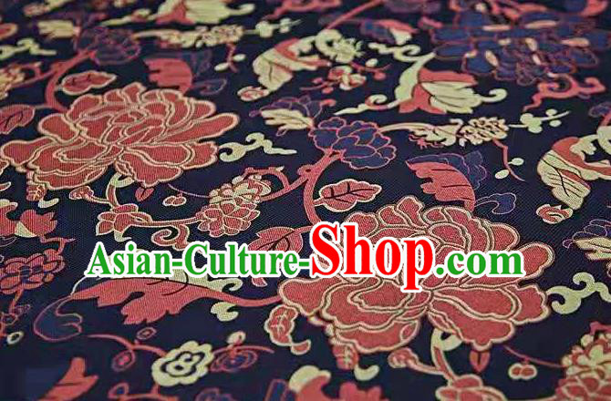 Chinese Classical Peony Pattern Design Purple Song Brocade Fabric Asian Traditional Silk Material Chinese Classical Peony Pattern Design Purple Song Brocade Fabric Asian Traditional Silk Material