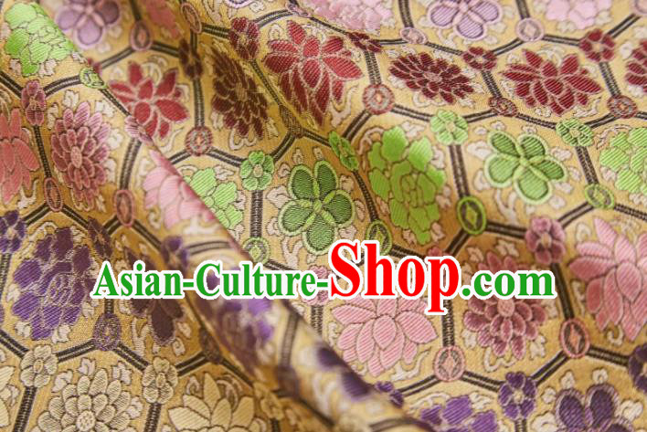 Chinese Classical Peony Lotus Pattern Design Yellow Song Brocade Fabric Asian Traditional Silk Material Chinese Classical Peony Lotus Pattern Design Yellow Song Brocade Fabric Asian Traditional Silk Material