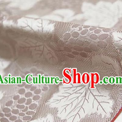 Chinese Classical Grape Leaf Pattern Design Light Khaki Mulberry Silk Fabric Asian Traditional Cheongsam Silk Material
