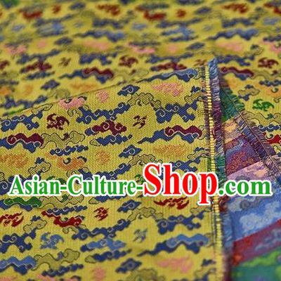 Chinese Classical Clouds Pattern Design Yellow Song Brocade Fabric Asian Traditional Silk Material